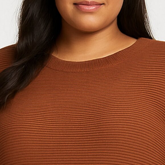 NWT Cyrus Brown Fall Plus Size Relaxed Fit Oversized Sweater With Side Splits - Picture 5 of 11